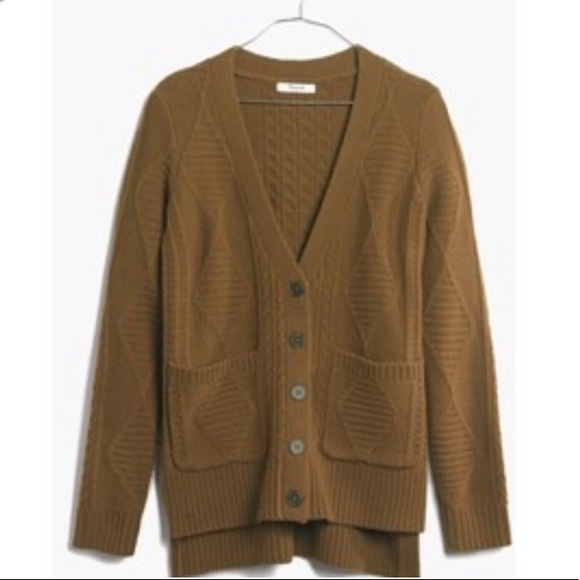 Madewell Sweaters - Madewell Aran cable knit cardigan sweater olive